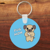 Porte-clés MAMAN PUG - Bleu ciel (Recto)