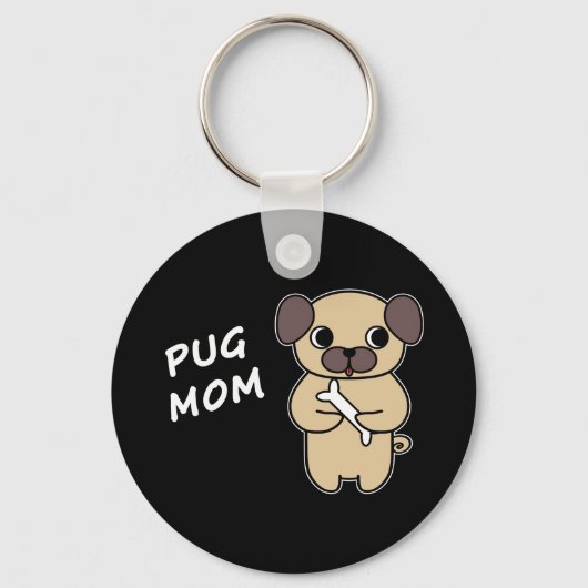 Porte-clés MAMAN PUG - Noir (Recto)