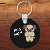 Porte-clés MAMAN PUG - Noir (Recto)