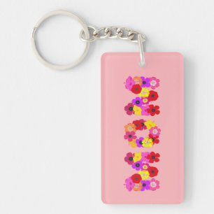 Porte-clés Maman Typographie Florale