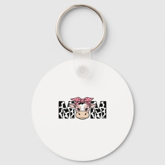 Porte-clés Maman Vache Mignonne Nœud Conception Graphique_1 (Recto)