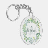 Porte-clés Maman Vert Feuillage Aquarelle Foliage Photo (Devant gauche)
