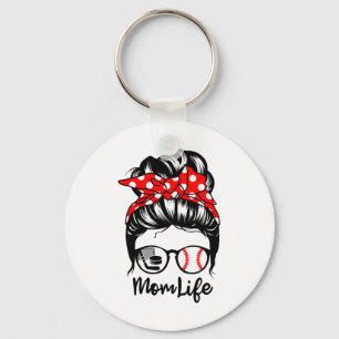 Porte-clés Maman Vie Messager Bun Cheveux Drôle Baseball Hock