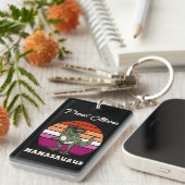 Porte-clés Mamasaurus Dinosaur drôle sur le coucher du soleil (Devant droit)