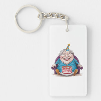 Porte-clés Mamie drôle Gâteau énorme & Cadeau en espèces