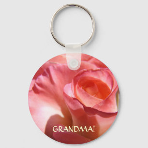 Porte-clés MAMIE ! Fleur de rose rose clé chaîne Jardin de ro
