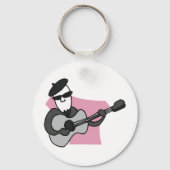 Porte-clés Man Wearing Beret Playing Acoustic Guitar (Verso)
