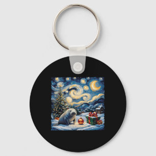 Porte-clés Manatee Van Gogh Style Starry Night Christmas Wint