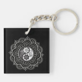 Porte-clés Mandala argent et noir (Dos)