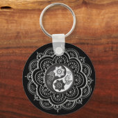 Porte-clés Mandala argent et noir (Recto)