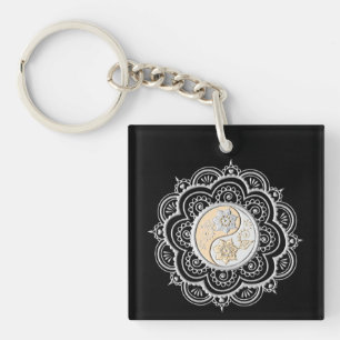 Porte-clés Mandala argent et or