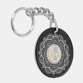 Porte-clés Mandala argent et or (Devant gauche)
