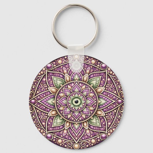 Porte-clés mandala aux tons de joaillerie – Géomét (Recto)