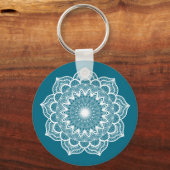Porte-clés Mandala blanc sur fond bleu (Verso)