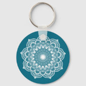 Porte-clés Mandala blanc sur fond bleu (Verso)