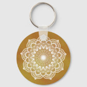 Porte-clés Mandala blanc sur fond doré (Recto)