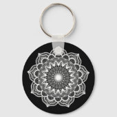 Porte-clés Mandala blanc sur fond noir (Recto)