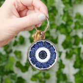 Porte-clés Mandala bleu et blanc antique chinois (Main)