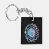 Porte-clés Mandala bleu et rose (Devant gauche)