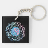 Porte-clés Mandala bleu et rose (Dos)