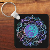 Porte-clés Mandala bleu et violet (Recto)
