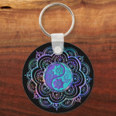 Porte-clés Mandala bleu et violet (Recto)