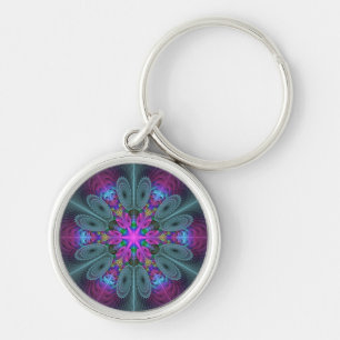 Porte-clés Mandala Coloré Frappant Art Fractal Kaléidoscope