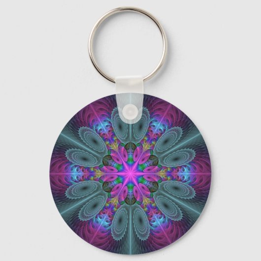 Porte-clés Mandala Colorful Striant Fractal Art Kaleidoscope (Recto)