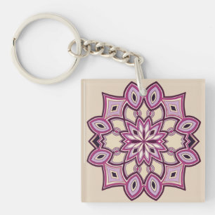 Porte-clés Mandala de fleur rose