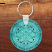 Porte-clés Mandala de grunge à fleurs ethniques turquoise (Recto)