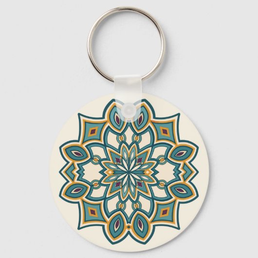 Porte-clés Mandala de la Fleur de Teal (Recto)