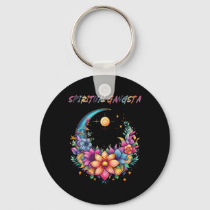 Porte-clés Mandala de méditation de yoga de lune florale de g