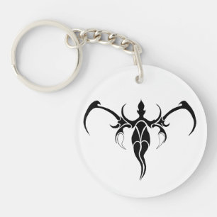 Porte-clés Mandala d'éléphant tribal orné noir et blanc