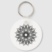 Porte-clés Mandala dentelle géométrique blanc cassé (Verso)
