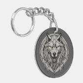 Porte-clés Mandala du Loup Féroce : Symbole de Force (Devant gauche)