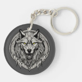 Porte-clés Mandala du Loup Féroce : Symbole de Force (Dos)