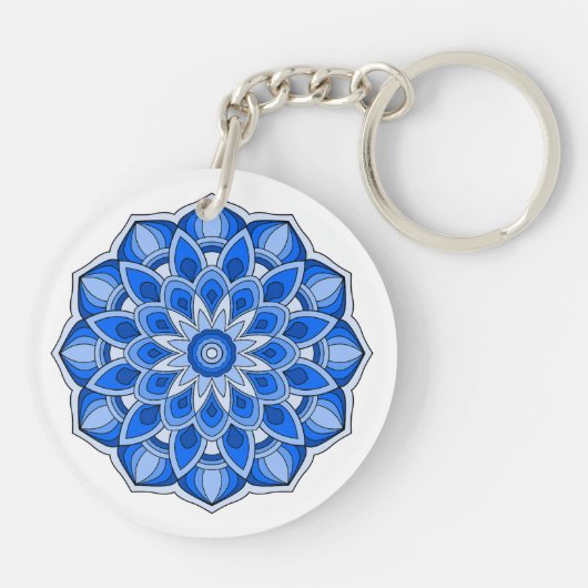 Porte-clés Mandala en bleu (Dos)