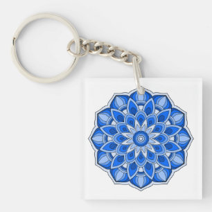 Porte-clés Mandala en bleu
