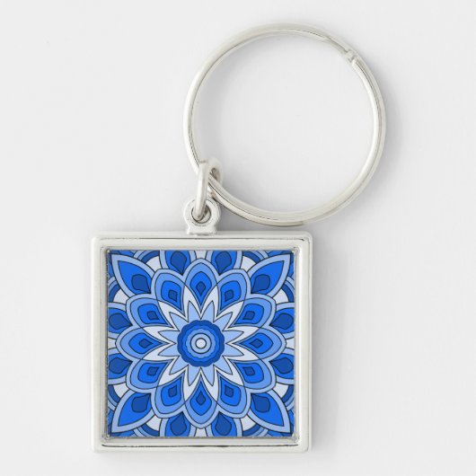 Porte-clés Mandala en bleu (Devant)
