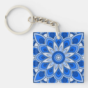 Porte-clés Mandala en bleu