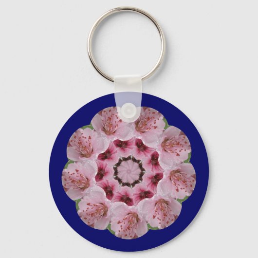 Porte-clés Mandala en fleur de pêche (Recto)