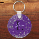 Porte-clés Mandala enchanteur avec étoiles d'argent sur viole (Recto)