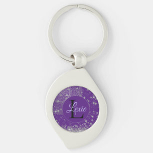 Porte-clés Mandala enchanteur avec étoiles d'argent sur viole