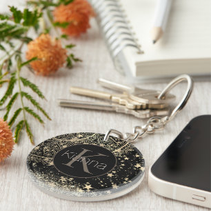 Porte-clés Mandala enchanteur avec Gold Stars Personnalisé
