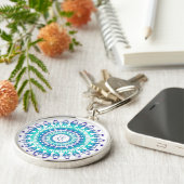 Porte-clés Mandala ethnique turquoise (Côté)