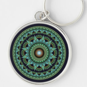 Porte-clés Mandala étoile fractale brillante