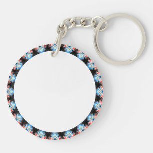Porte-clés Mandala étoile noir, bleu et rouge