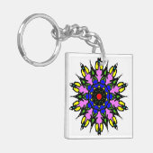 Porte-clés Mandala floral vibrant (Devant gauche)