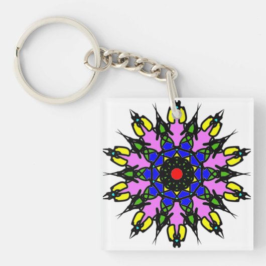 Porte-clés Mandala floral vibrant (Devant)