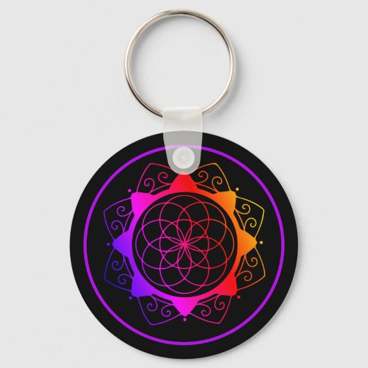 Porte-clés mandala géométrique simple (Recto)